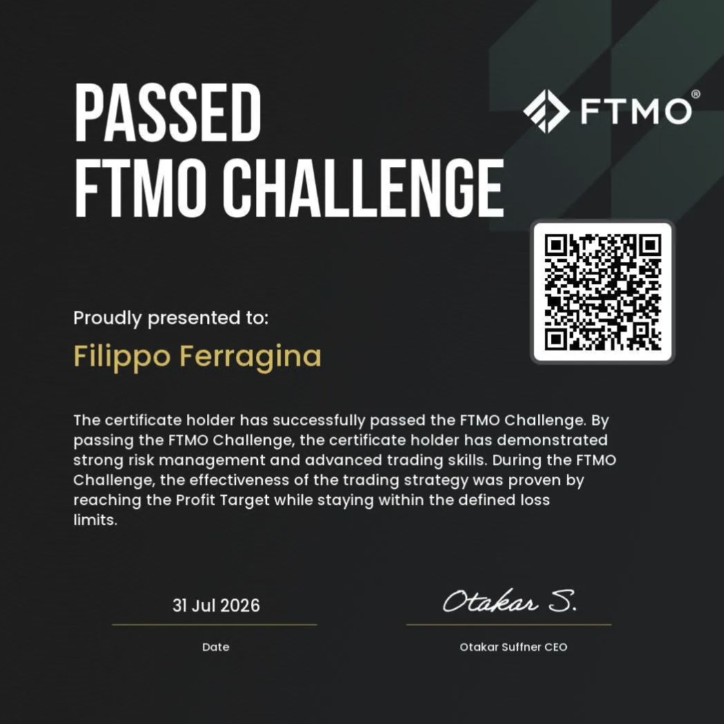Certificato FTMO Challenge superata